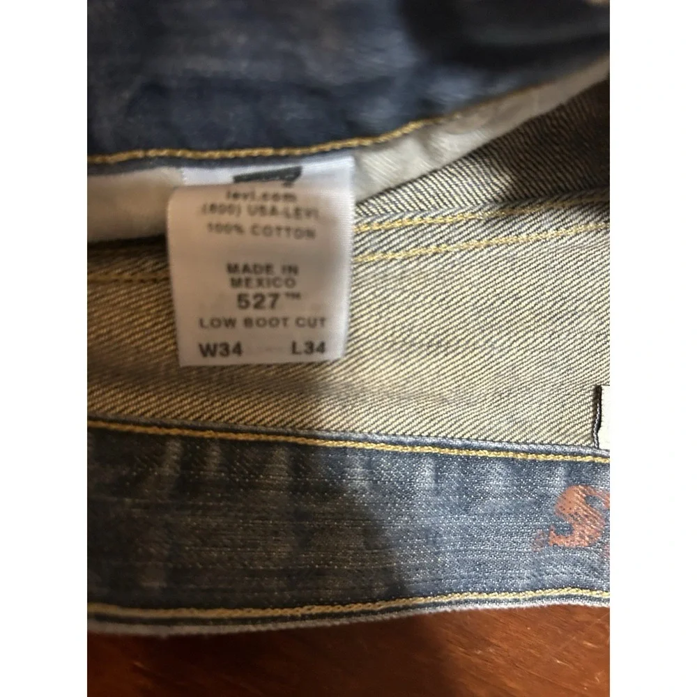 Vintage Levis 527 Low Boot Cut Jeans Mens 34x34 Blue Denim Y2K 32x33 Actual